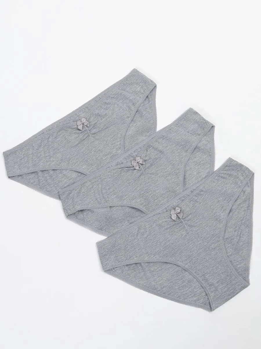 Трусы для беременных хлопок низкие слипы набор 3 шт серый меланж