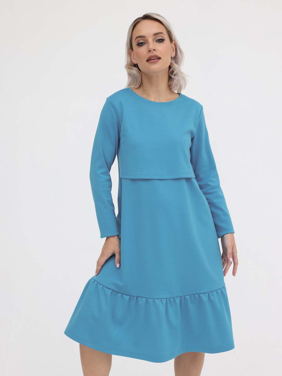 Платье в офис для беременных и кормящих мам бирюзовый