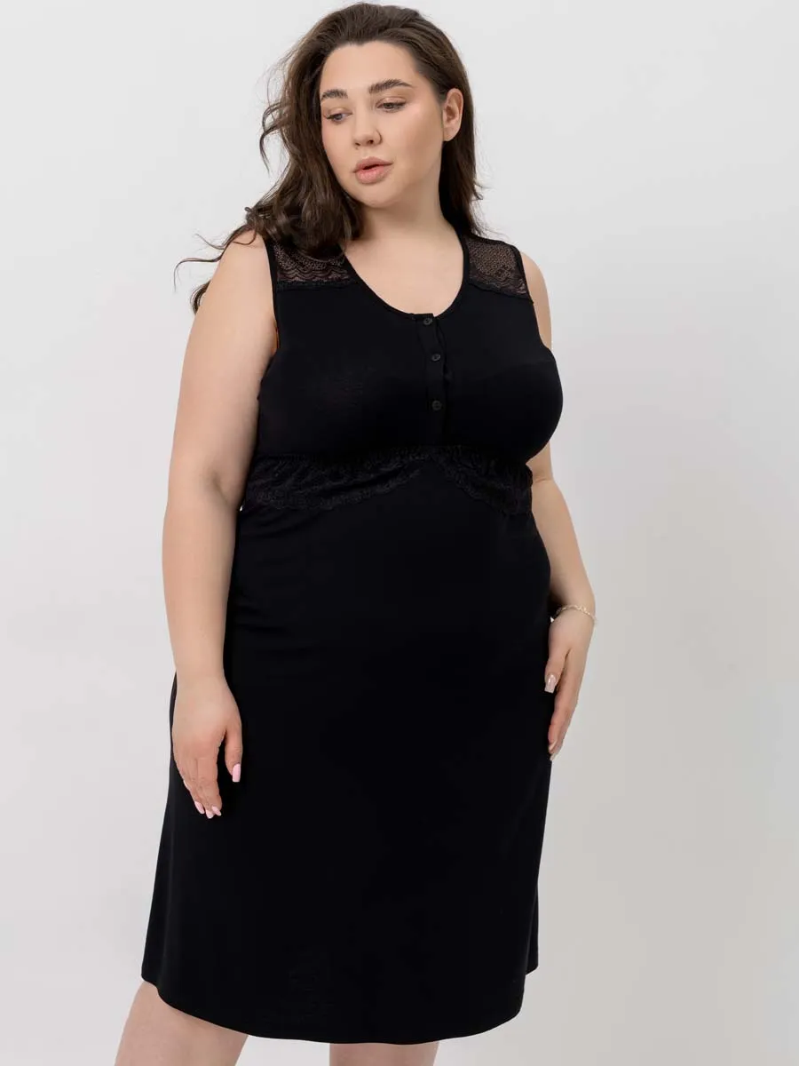 Ночная сорочка в роддом для беременных и кормления черный