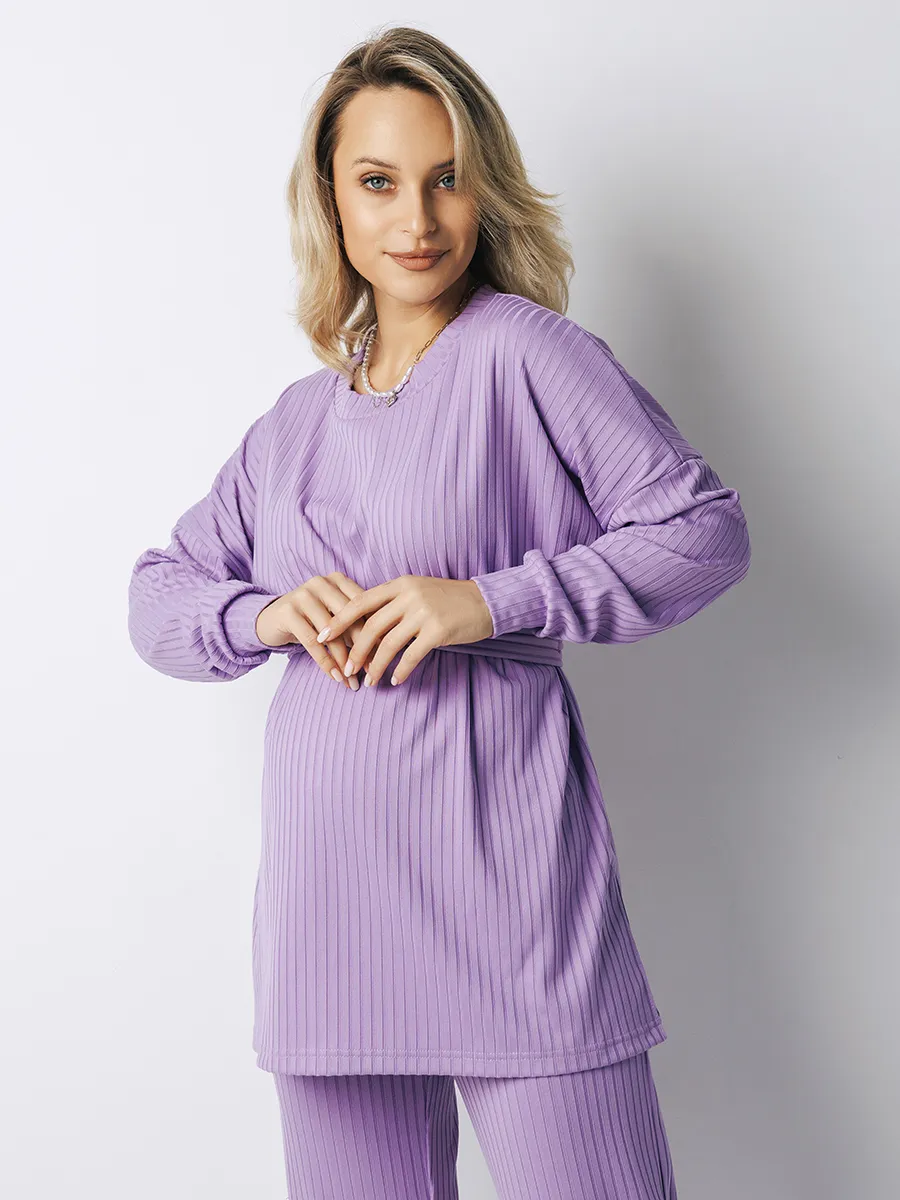 Костюм лапша для беременных туника и брюки 71532 сиреневый/71532376
