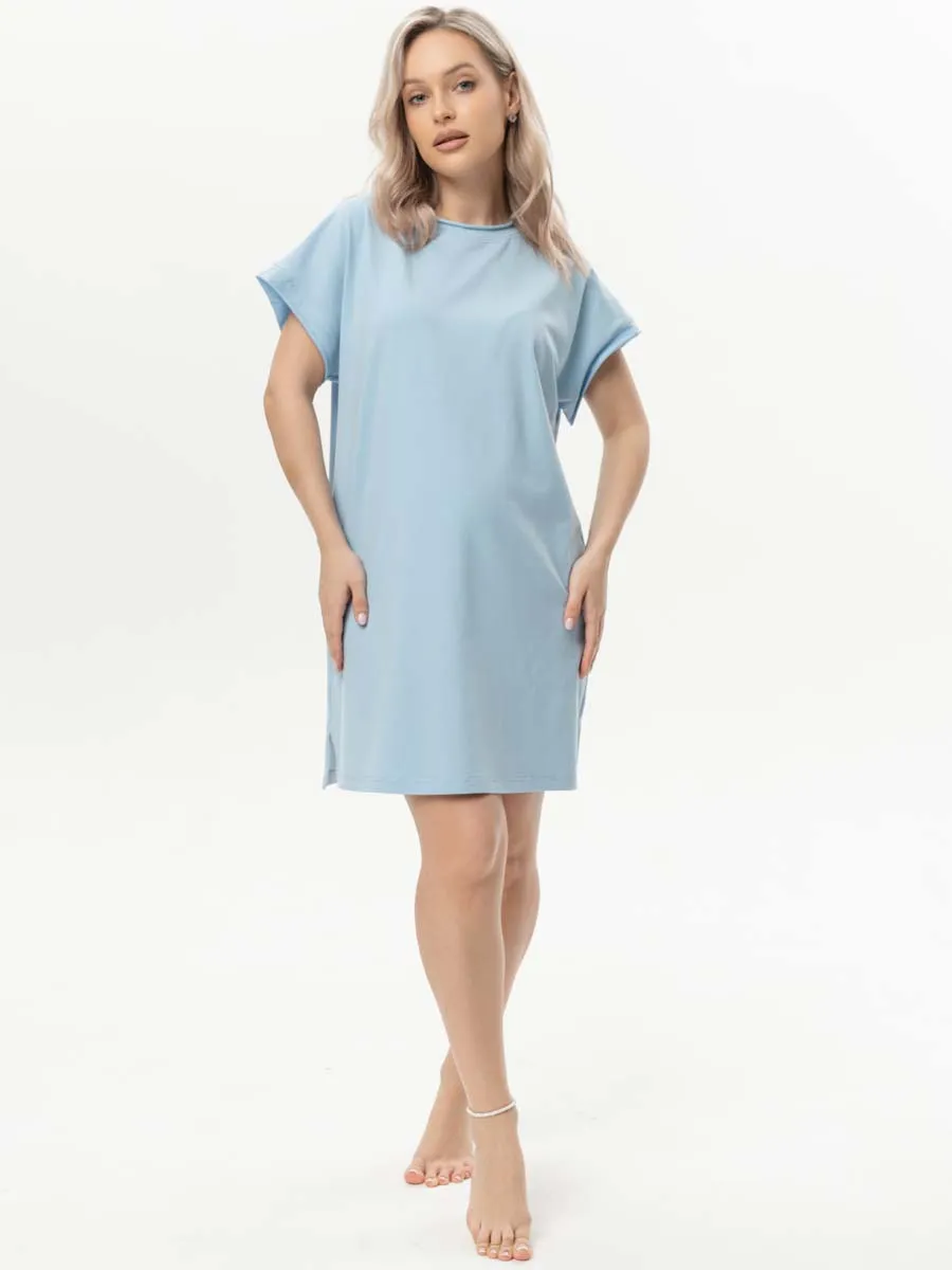 Домашнее платье сорочка голубой