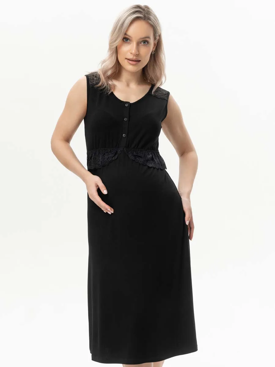 Ночная сорочка в роддом для беременных и кормления черный черный