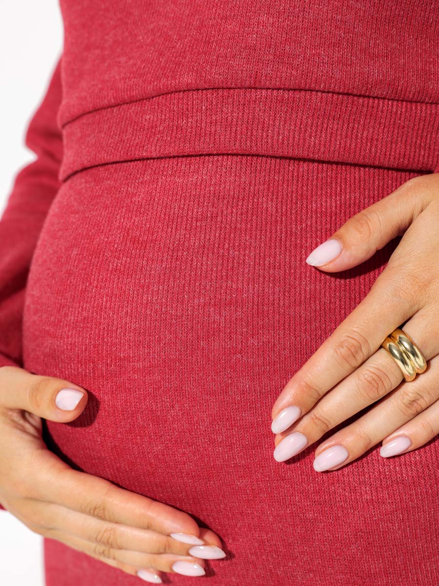 Платье вязаное для беременных и кормящих в офис 54504 красный