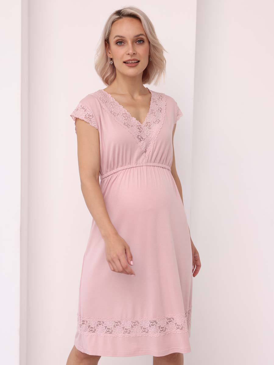 Ночная сорочка для беременных и кормящих 48509 розовый