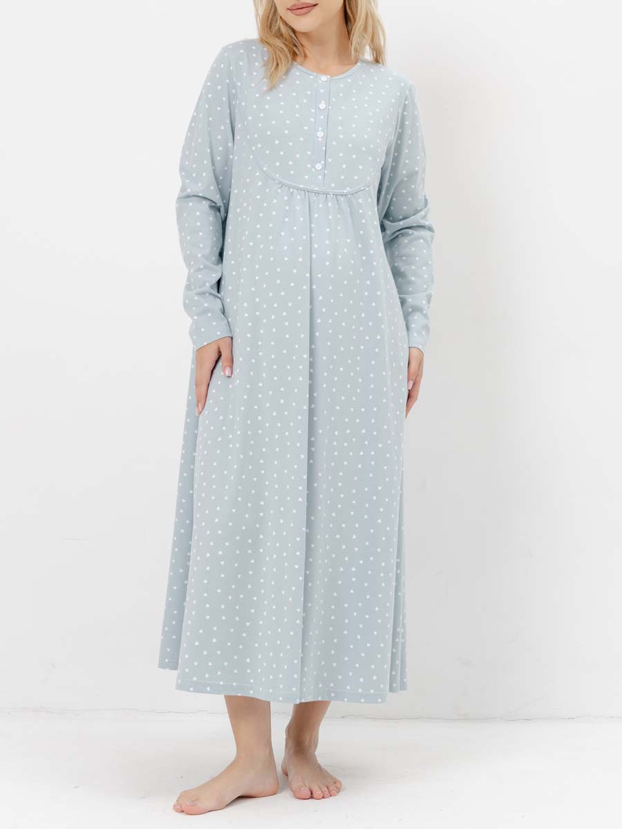 Ночная сорочка для беременных и кормления серебристый/белый