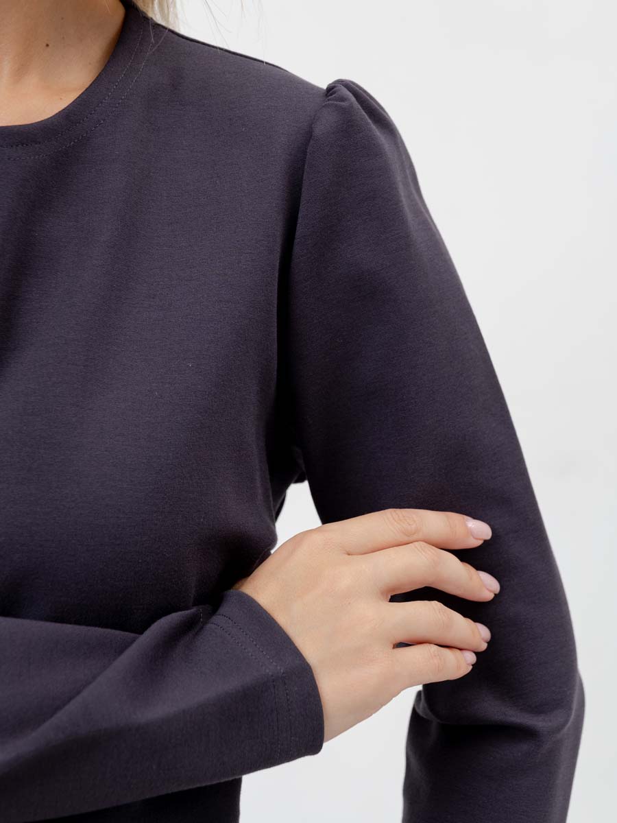 Платье для беременных и кормящих с длинным рукавом в офис антрацитовый