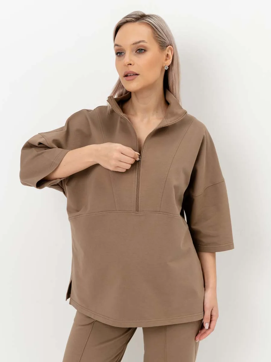 Костюм для беременных джемпер брюки 16434 мокко