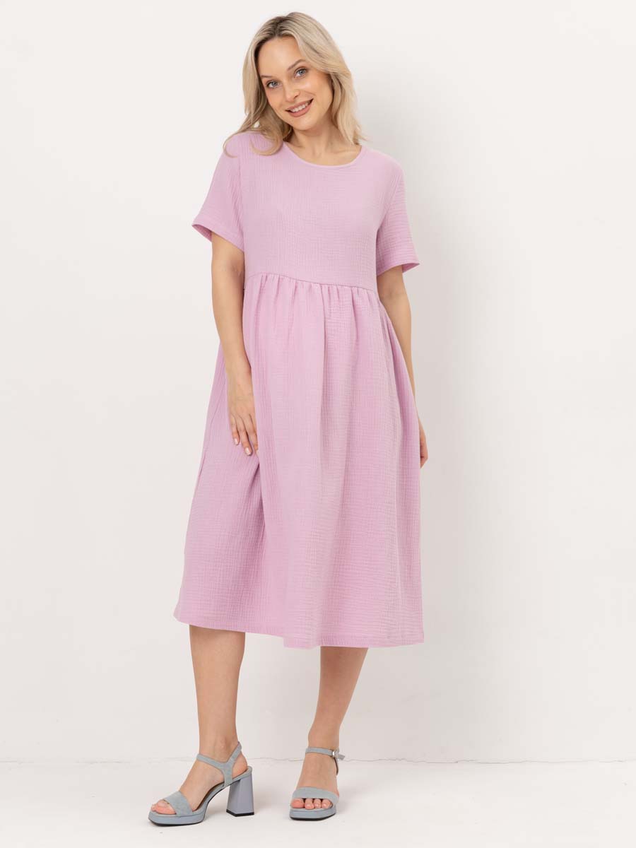 Летнее платье из муслина лавандовый