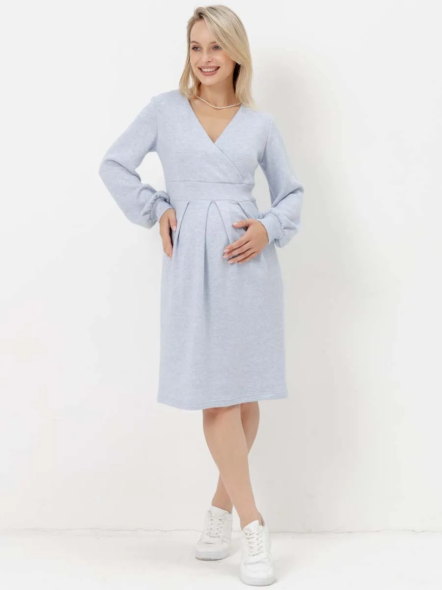 Платье в офис для беременных и кормящих мам 76710 голубой