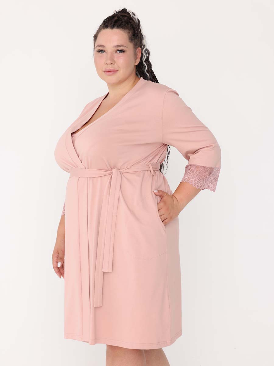 Комплект женский большие размеры 15728 для кормления пудровый