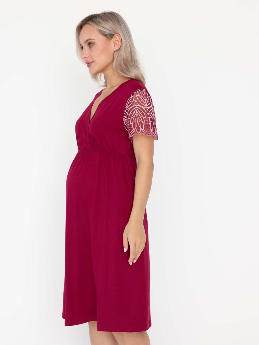 Сорочка ночная для беременных и кормления в роддом сливовый