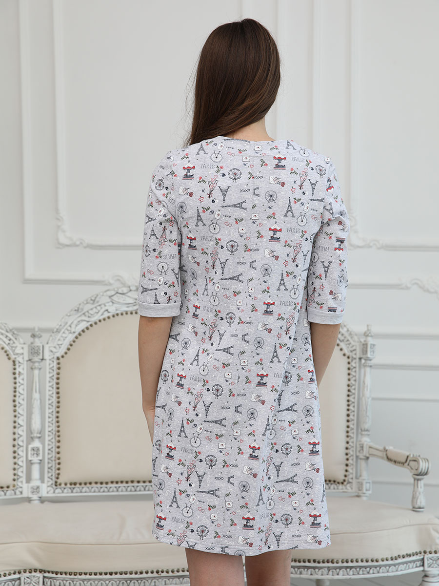 Костюм для беременных и кормящих серый_меланж/белый