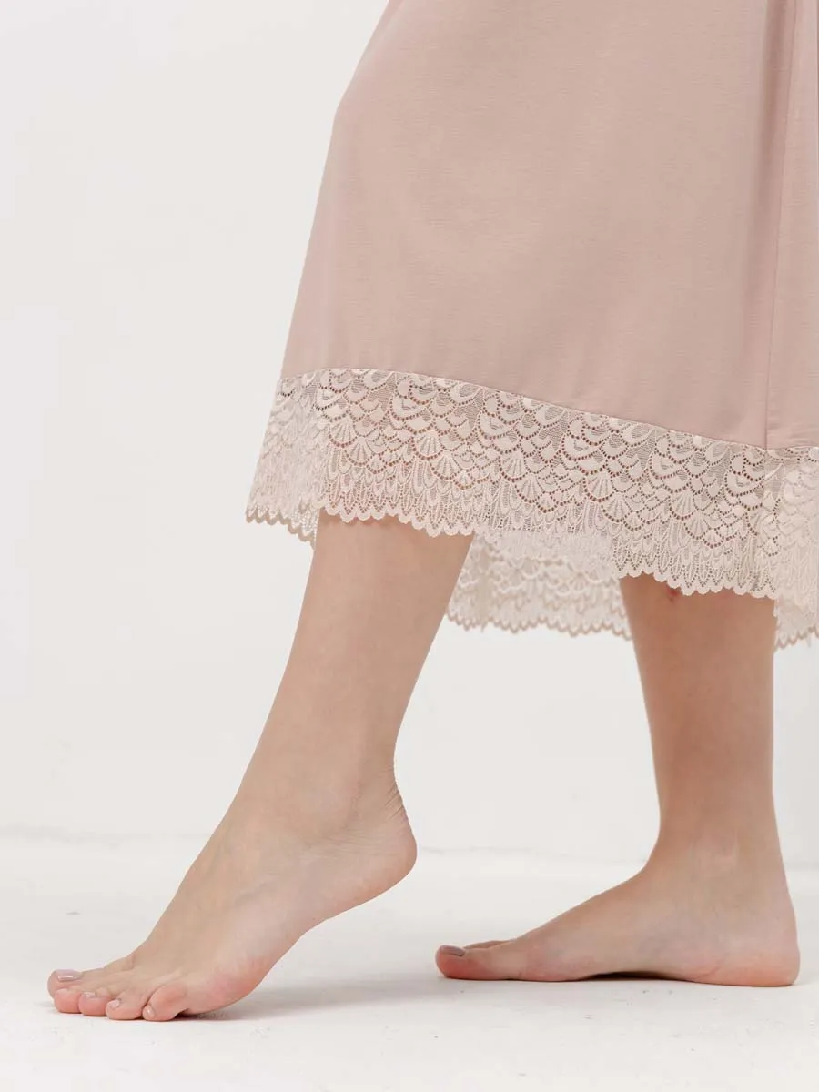 Ночная сорочка для беременных и кормящих домашнее платье бежевый