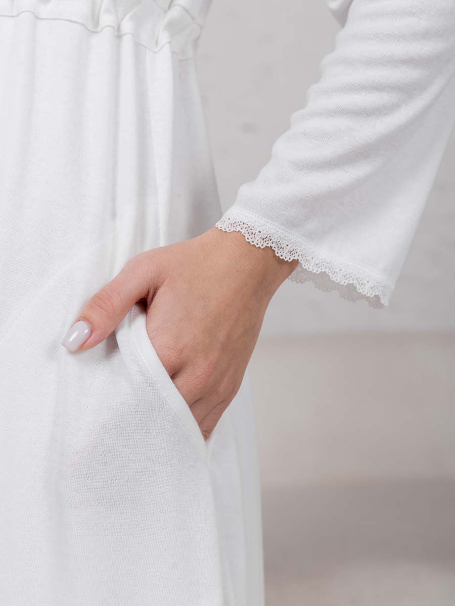 Халат с сорочкой для беременных и кормящих молочный