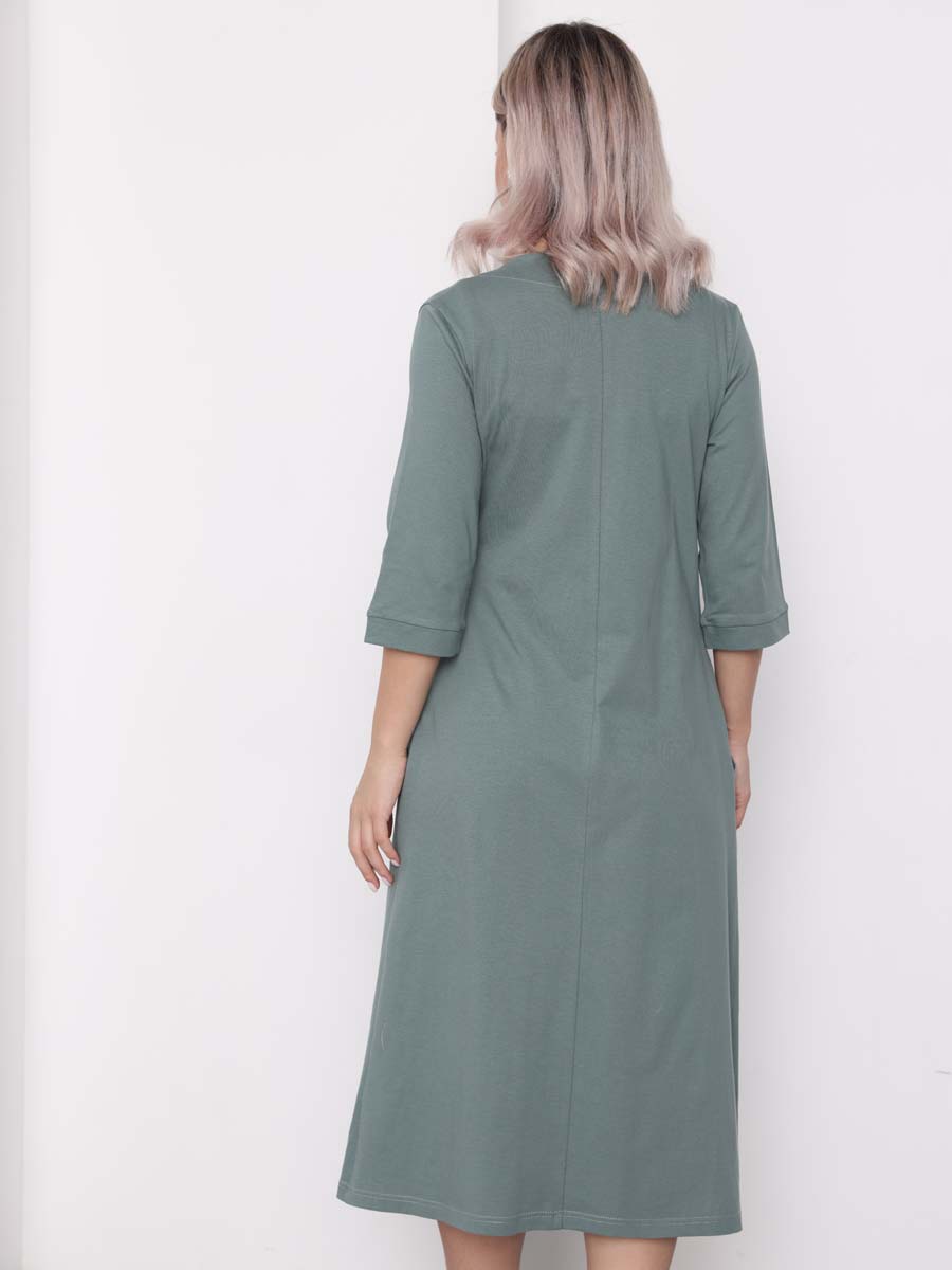 Халат и сорочка для беременных и кормящих в роддом костюм темно-зеленый/пудровый