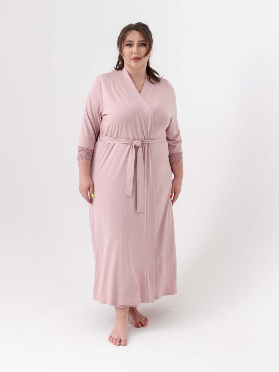 Халат с сорочкой большие размеры светло-коричневый