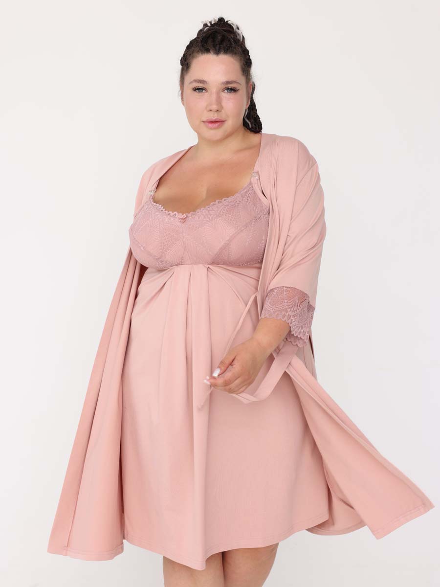 Комплект женский большие размеры 15728 для кормления пудровый