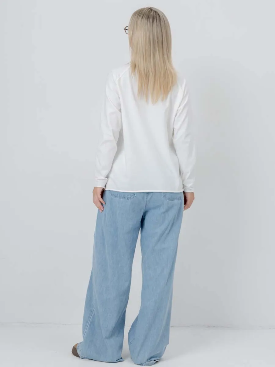 Лонгслив базовый с длинный рукавом джемпер хлопок молочный