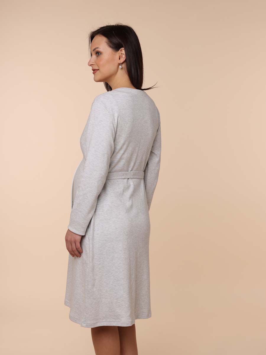 Комплект женский для беременных и кормящих 19230 серый_меланж/молочный