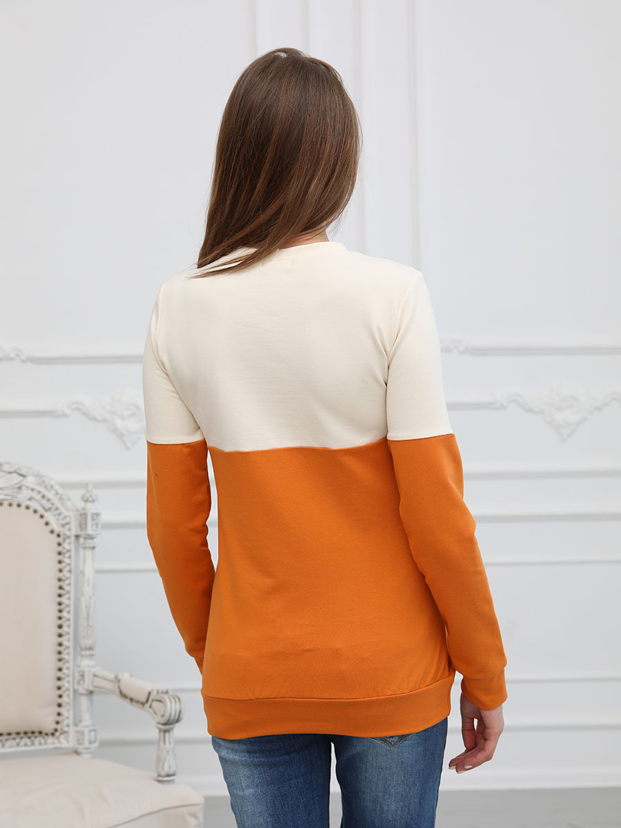 Джемпер для беременных и кормящих молочный/горчичный