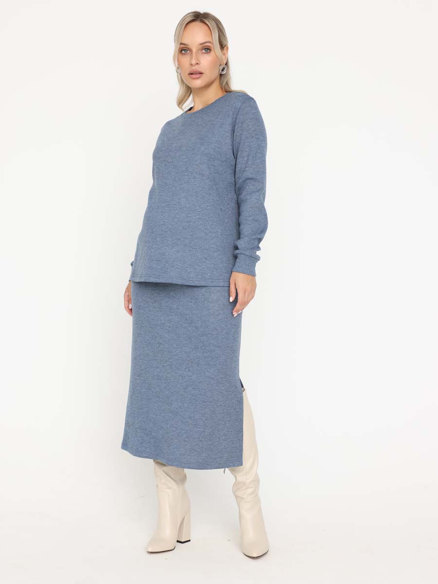 Костюм с юбкой для беременных в офис 70425 индиго