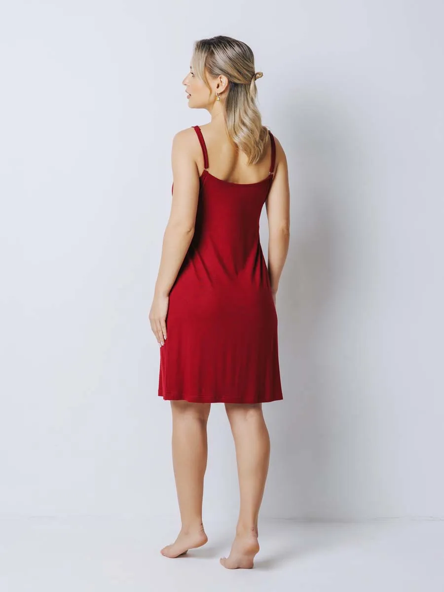 Костюм кружевной халат с сорочкой для беременных 27532 бордовый