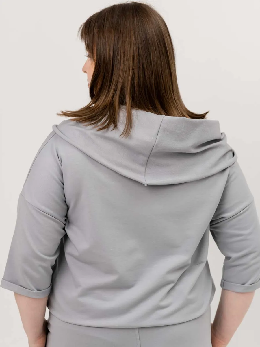 Платье для беременных длинное повседневное в офис plus size серый