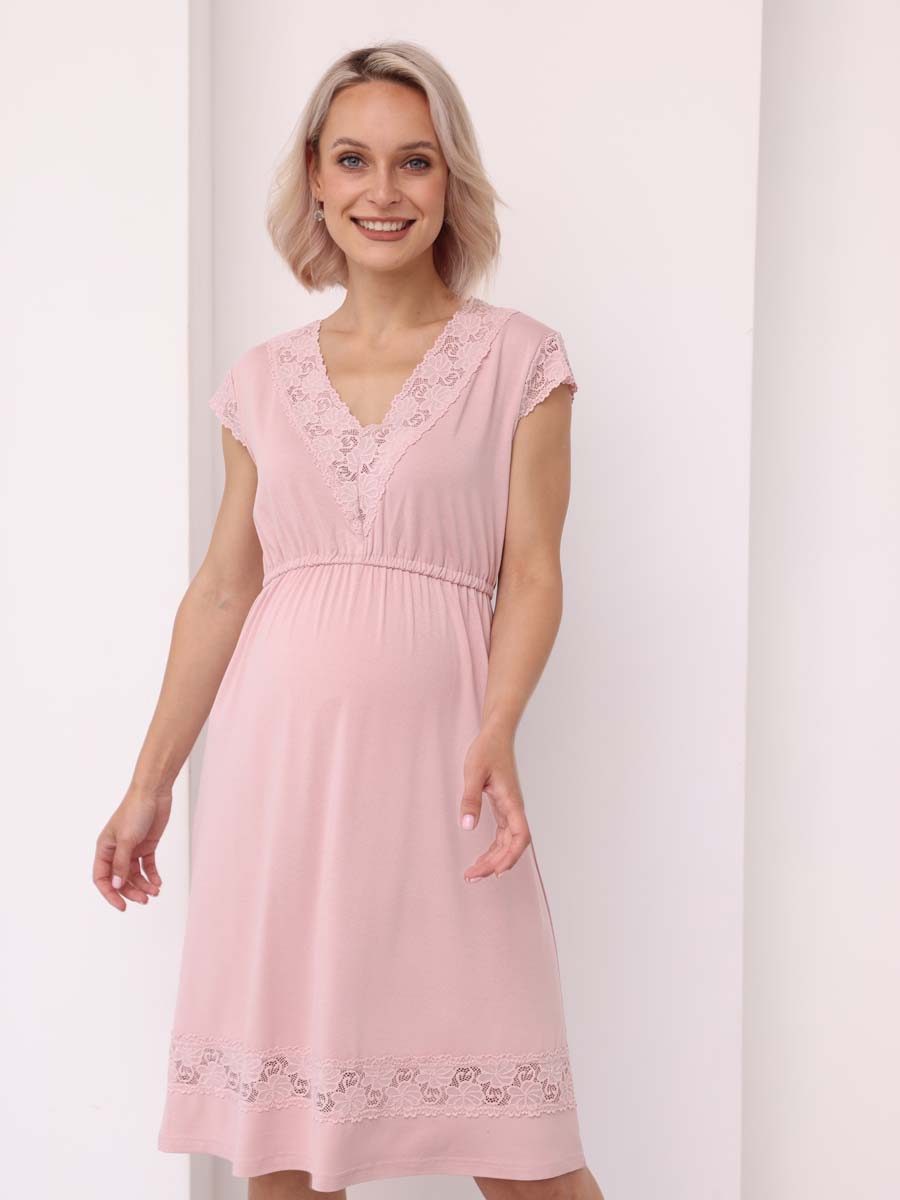 Ночная сорочка для беременных и кормящих 48509 розовый