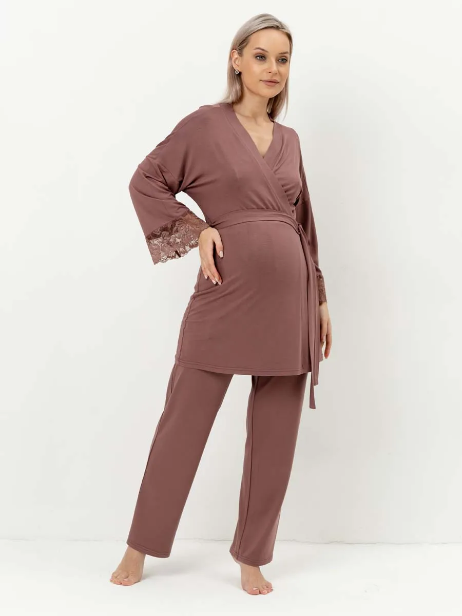 Костюм тройка для беременных и кормящих 29032 шоколад