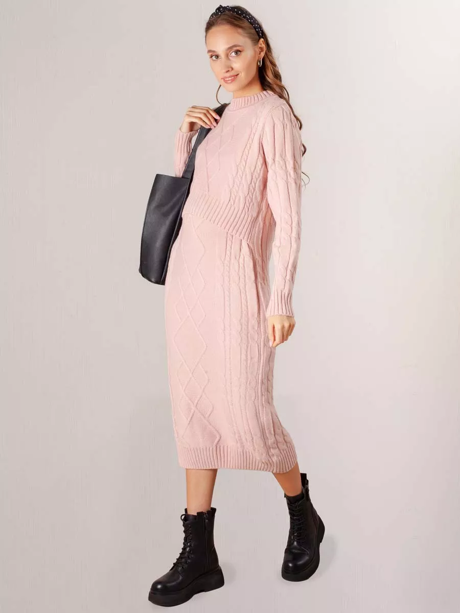 Платье вязаное для беременных и кормящих 06210 розовый
