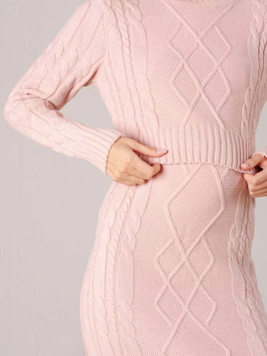 Платье вязаное для беременных и кормящих 06210 розовый