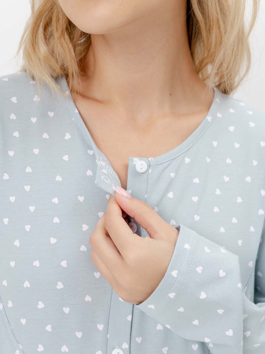 Ночная сорочка для беременных и кормления серебристый/белый