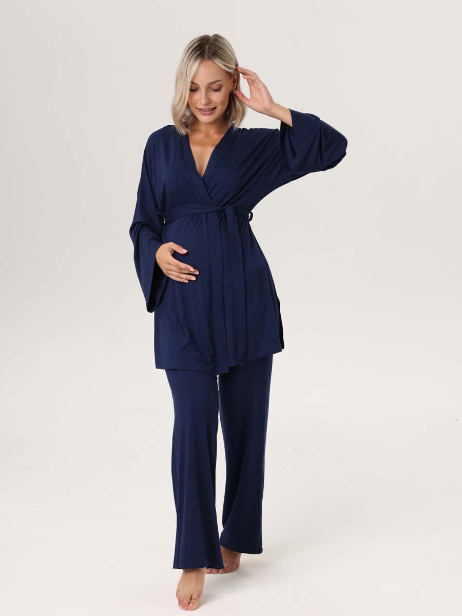 Костюм брючный с кимоно синий