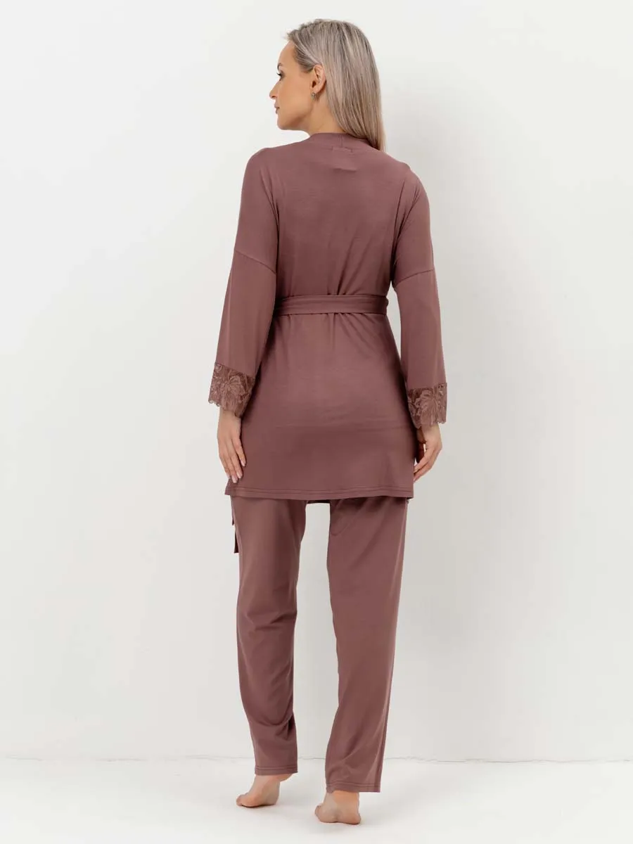 Костюм тройка для беременных и кормящих 29032 шоколад