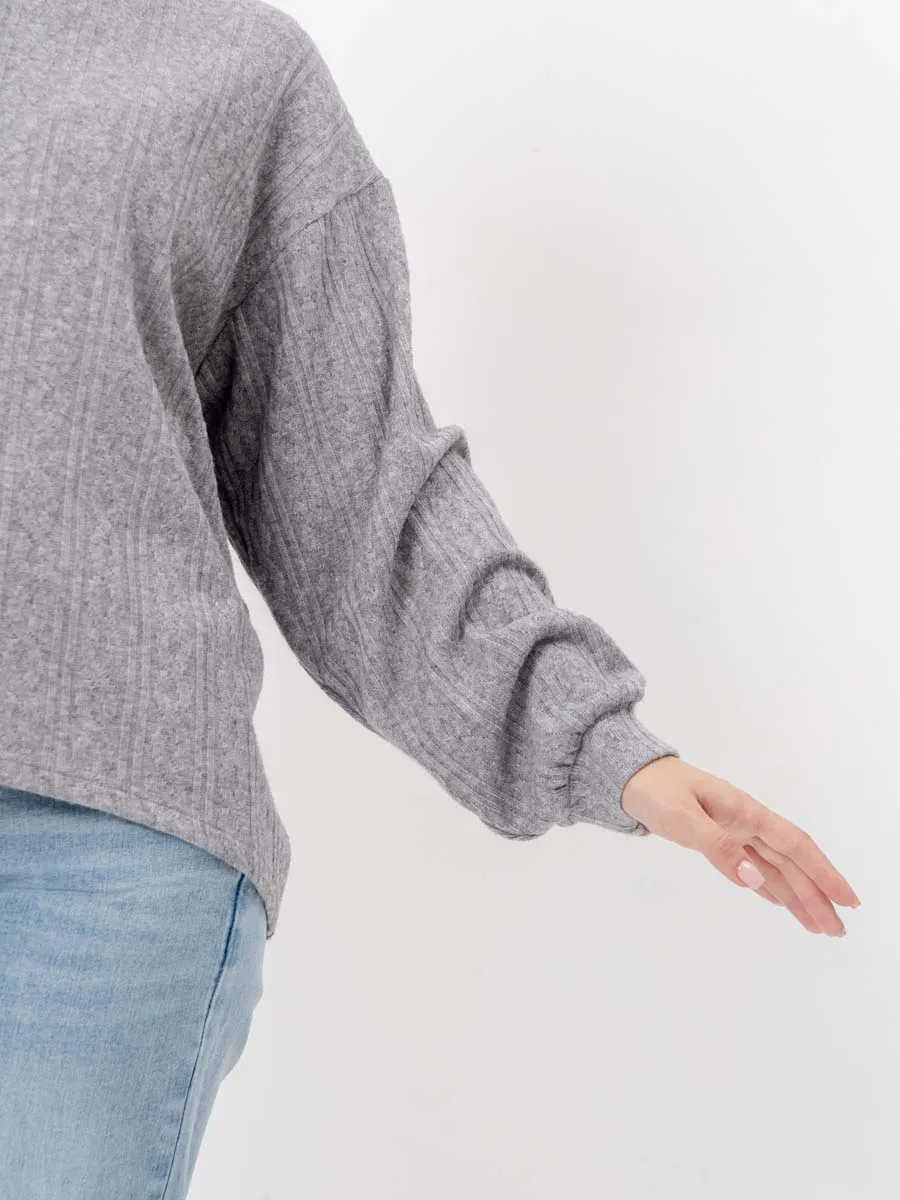 Джемпер оверсайз для беременных теплый с длинным рукавом темно-серый