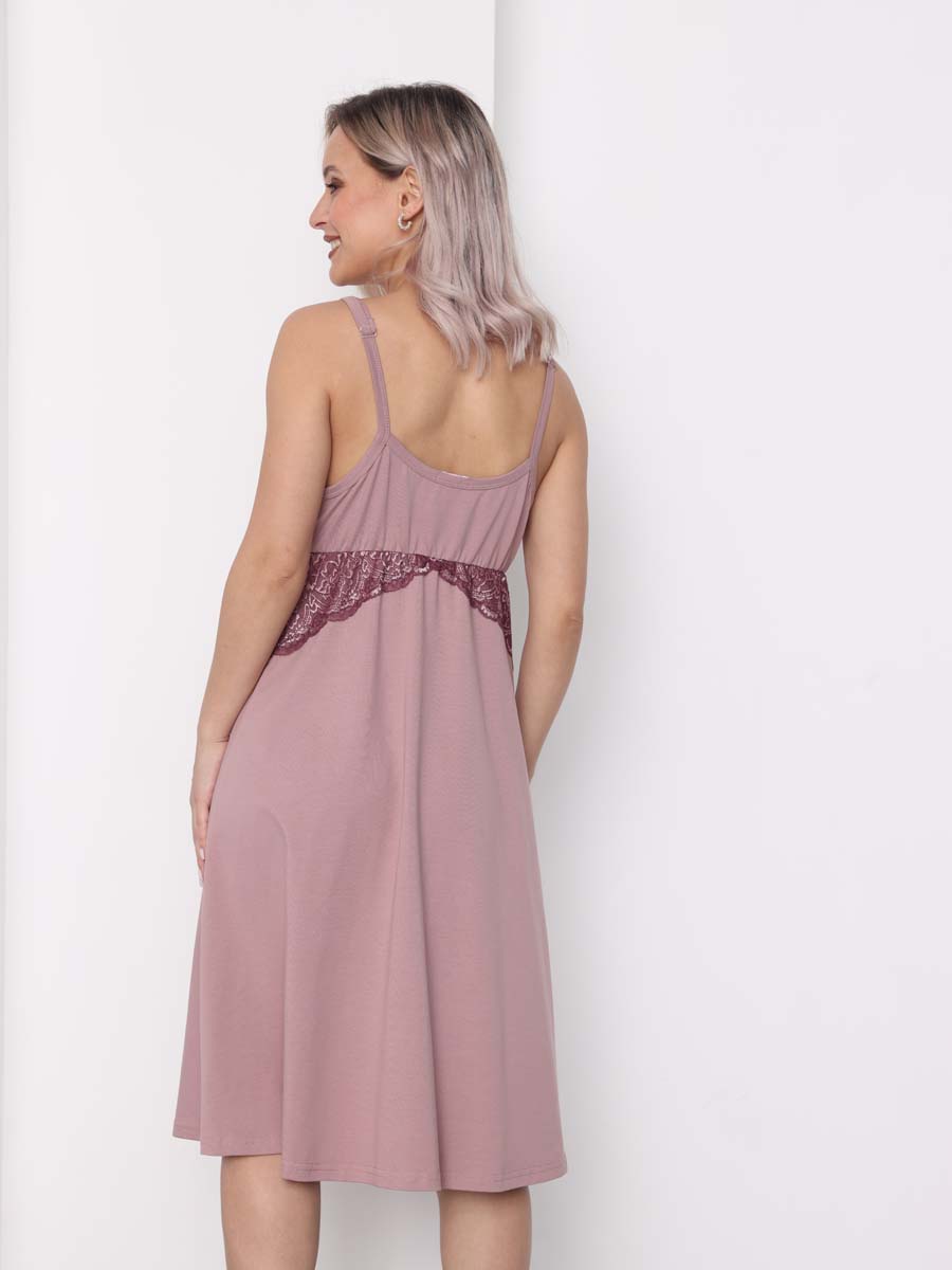 Сорочка в роддом ночнушка для беременных и кормящих 52802 пудровый-темный