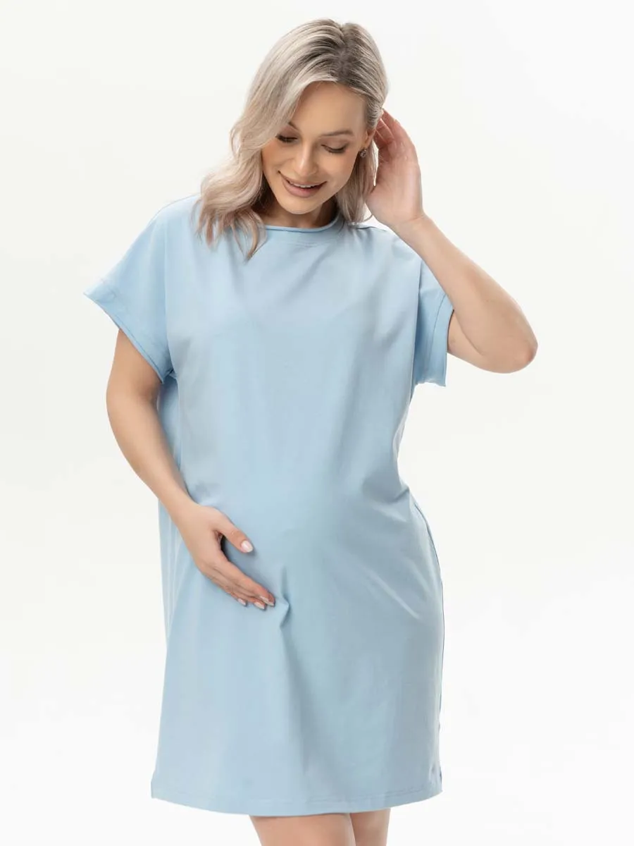 Домашнее платье сорочка голубой