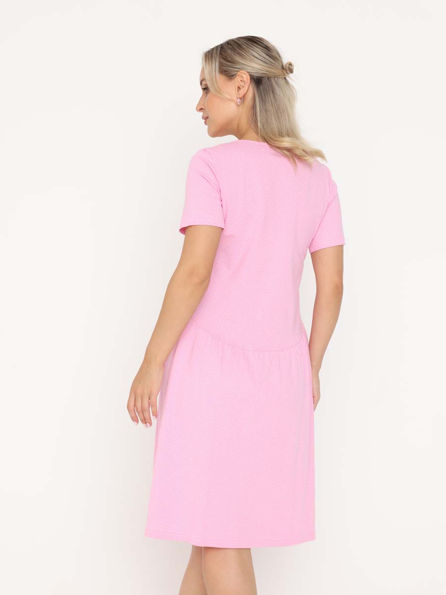 Сорочка в роддом ночнушка для беременных и кормящих розовый/белый