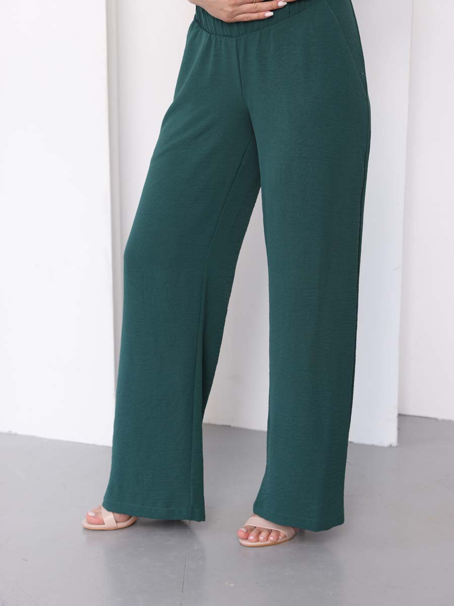 Брюки для беременных офисные широкие палаццо зеленый