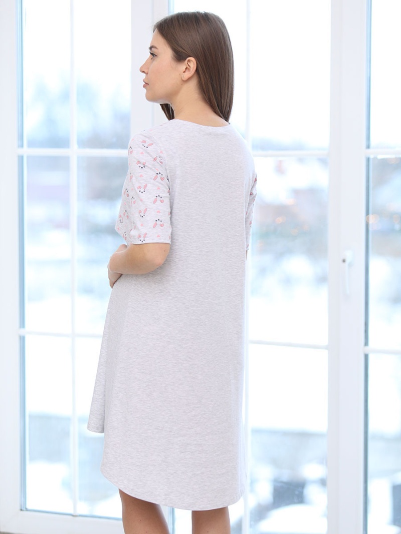  серый меланж/розовый