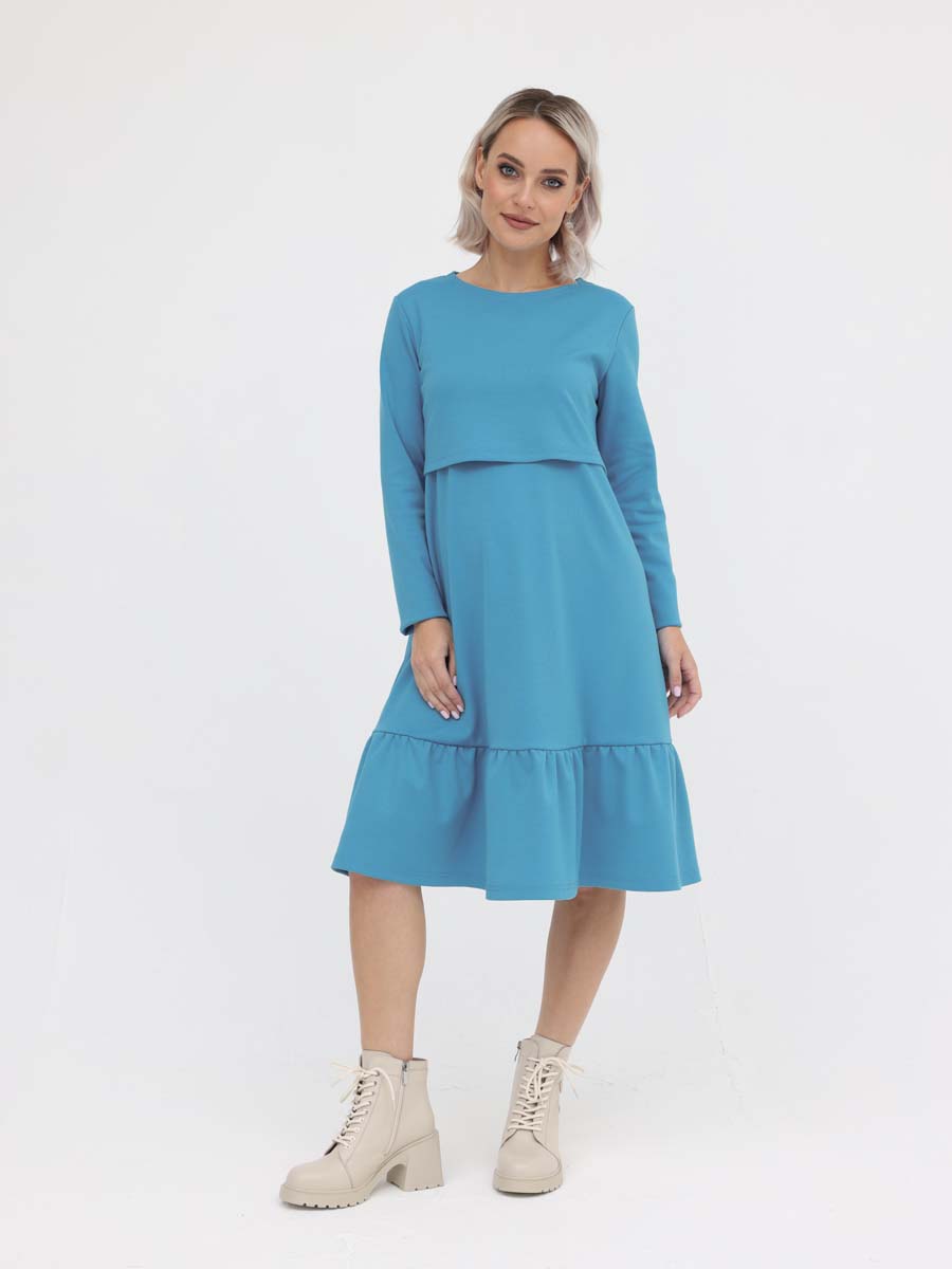 Платье в офис для беременных и кормящих мам бирюзовый