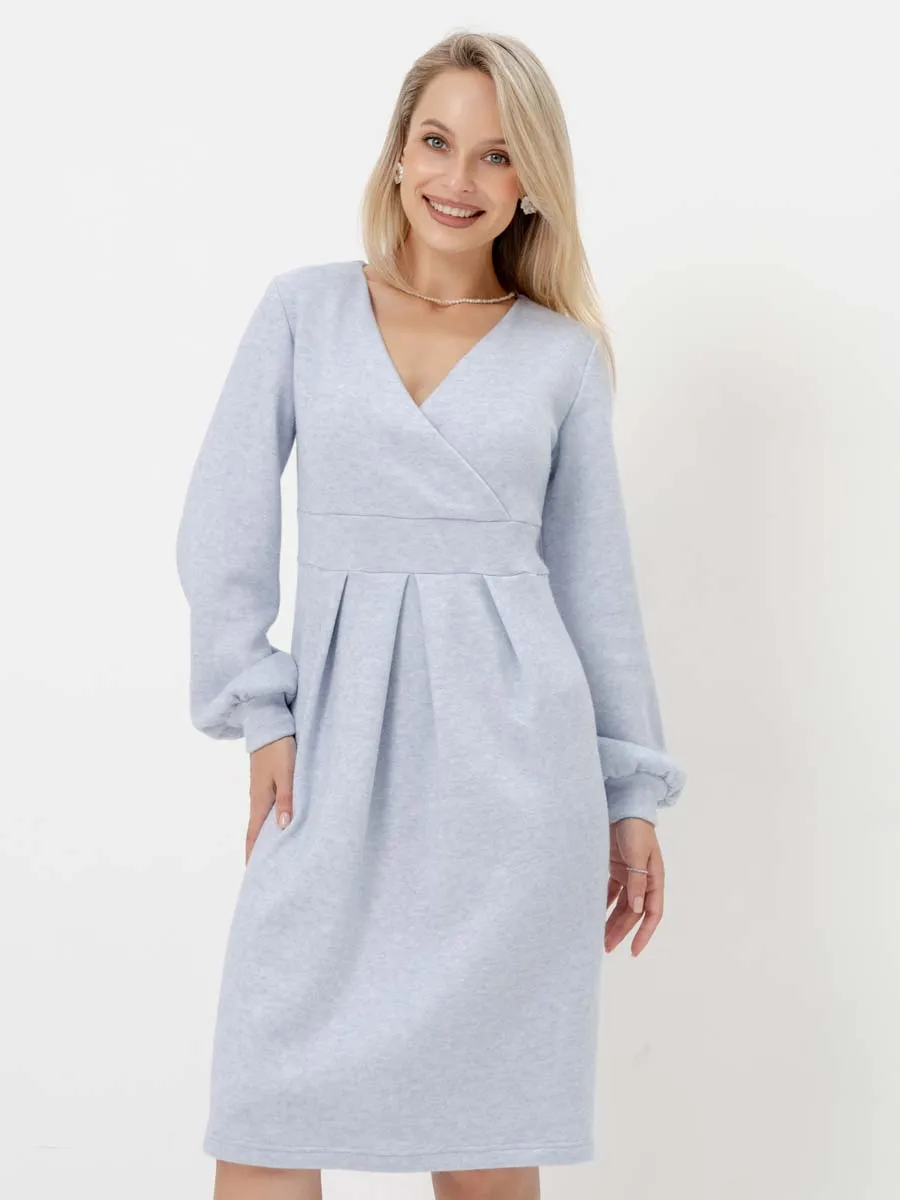 Платье в офис для беременных и кормящих мам 76710 голубой