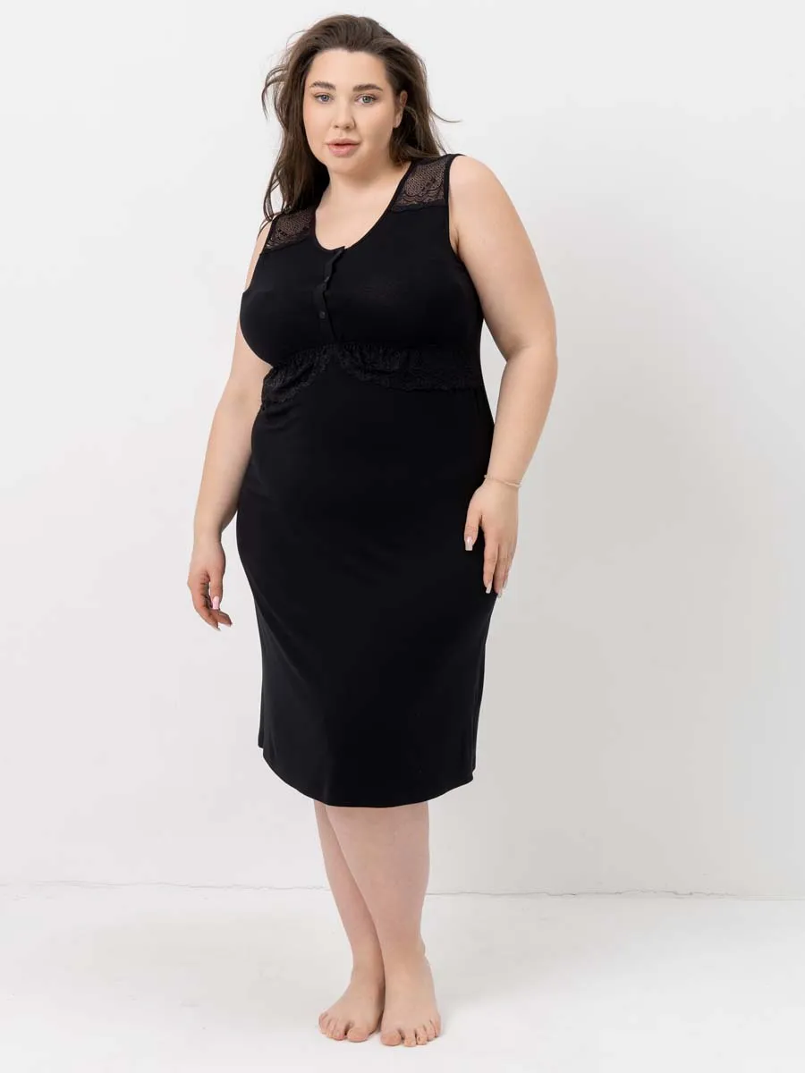 Ночная сорочка в роддом для беременных и кормления черный