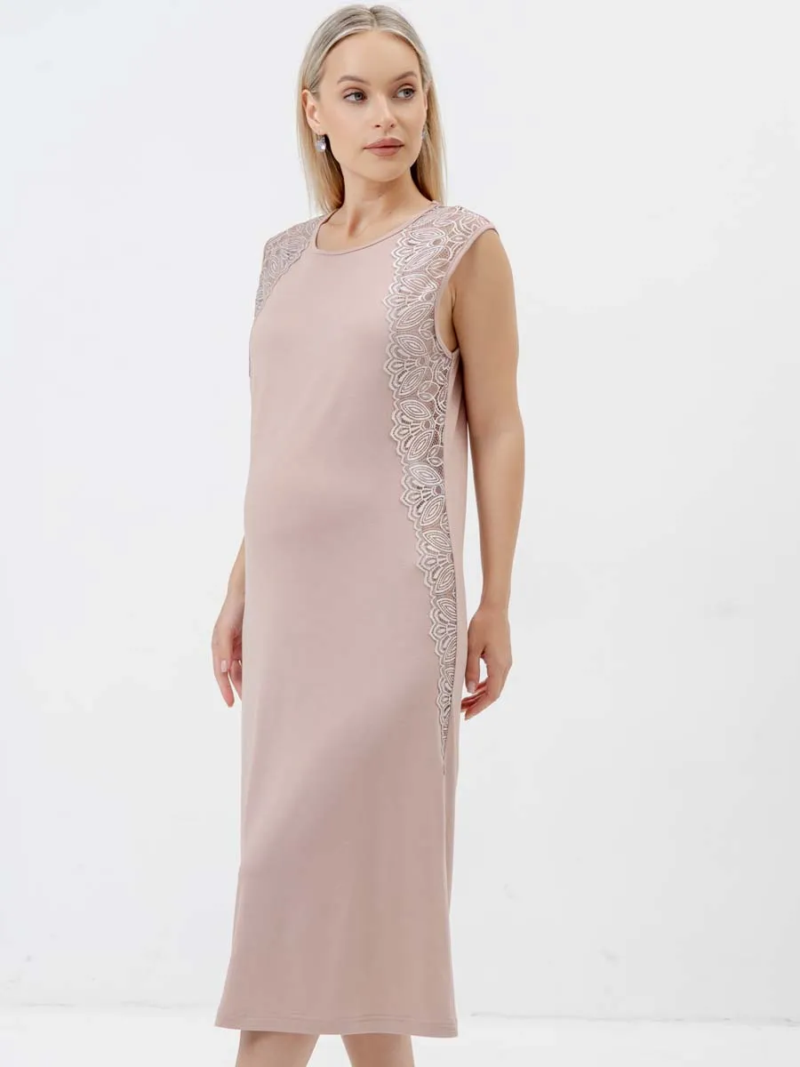 Ночная сорочка в роддом для беременных бежевый