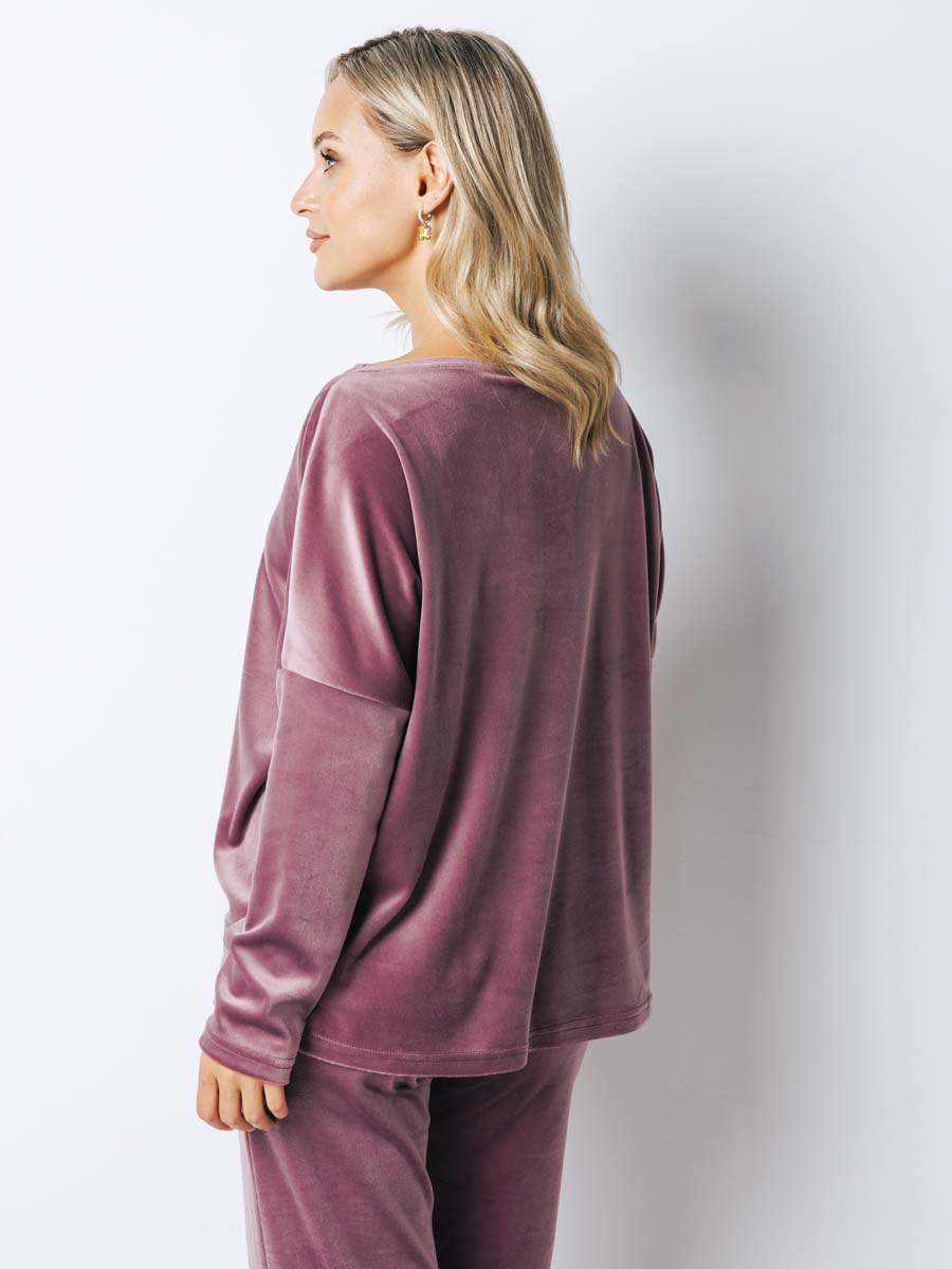 Костюм домашний велюровый с брюками для беременных 16131 лиловый