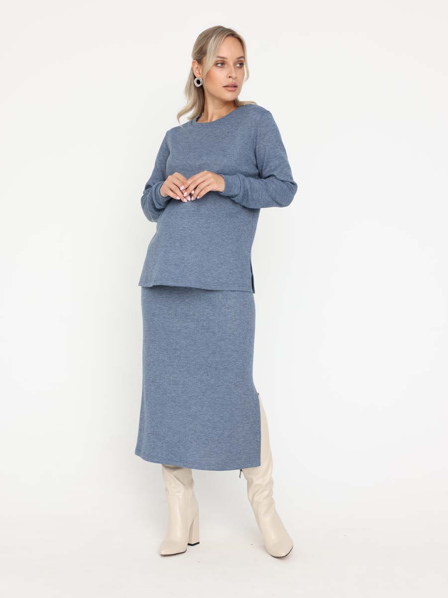 Костюм с юбкой для беременных в офис 70425 индиго