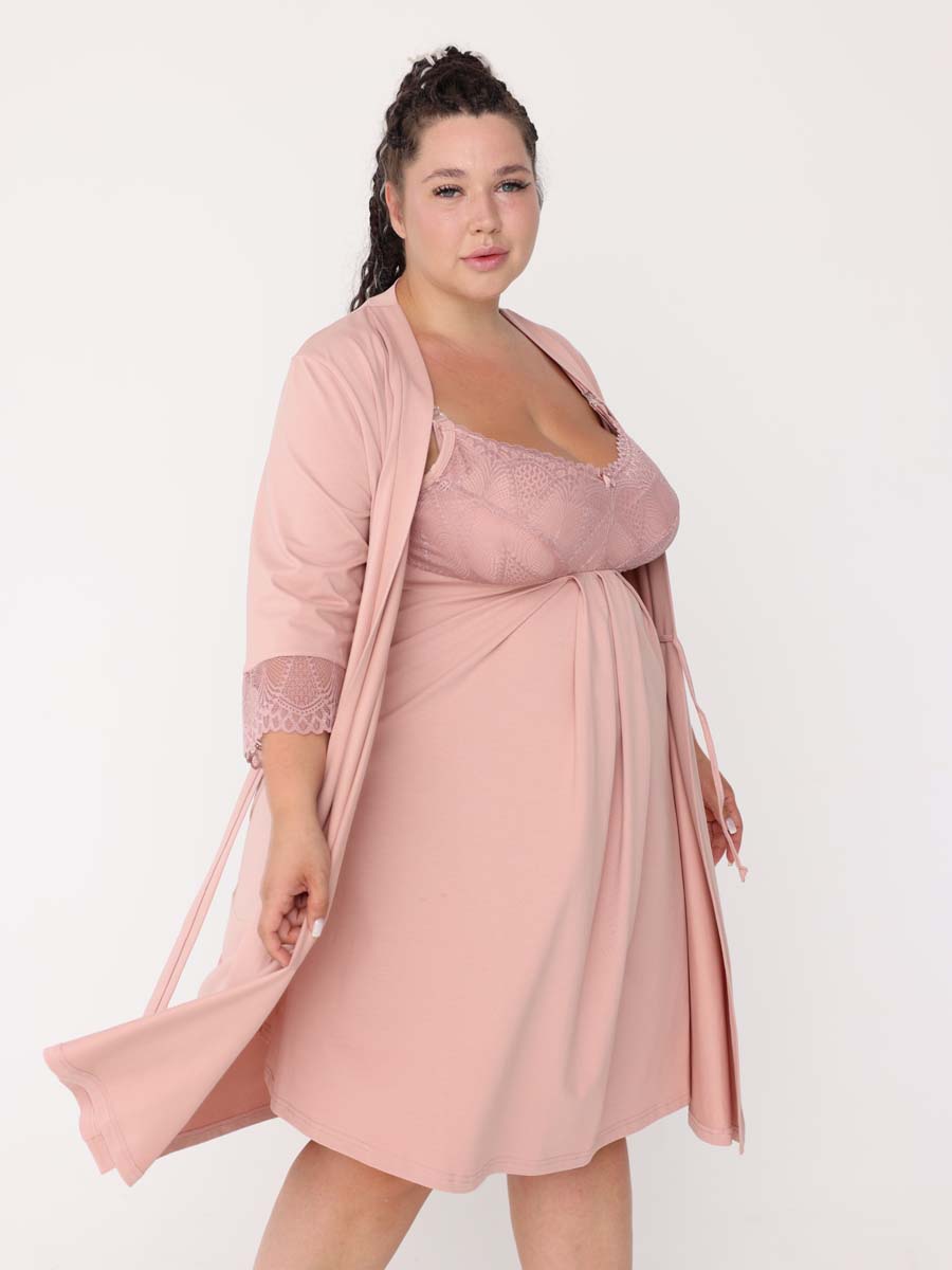 Комплект женский большие размеры 15728 для кормления пудровый