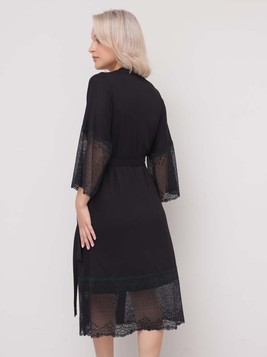 Халат с сорочкой Комплект для беременных и кормящих черный