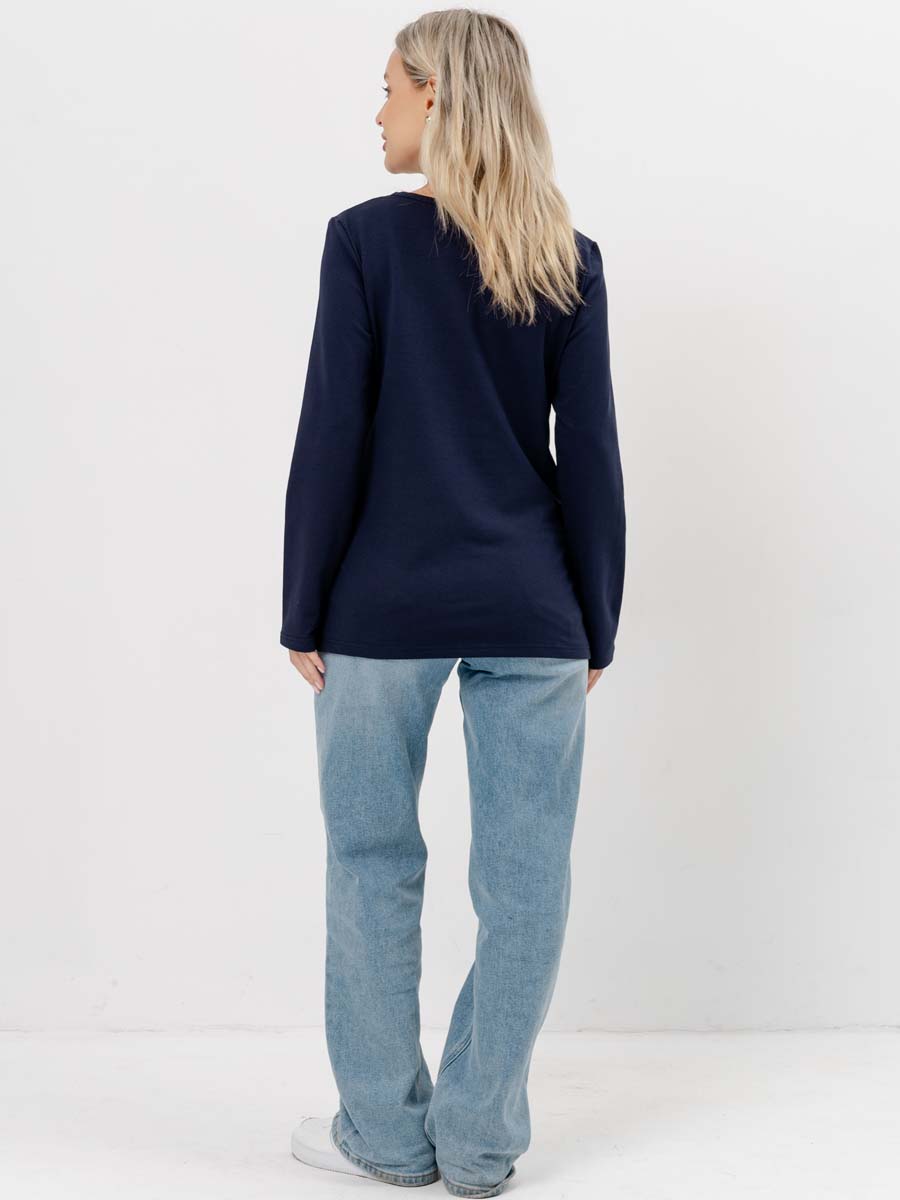 Лонгслив утепленный для будущих мам осень в офис 	синий