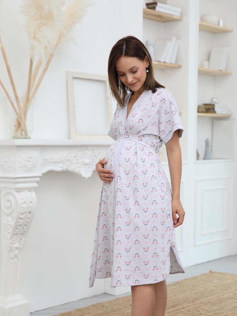  серый меланж/розовый